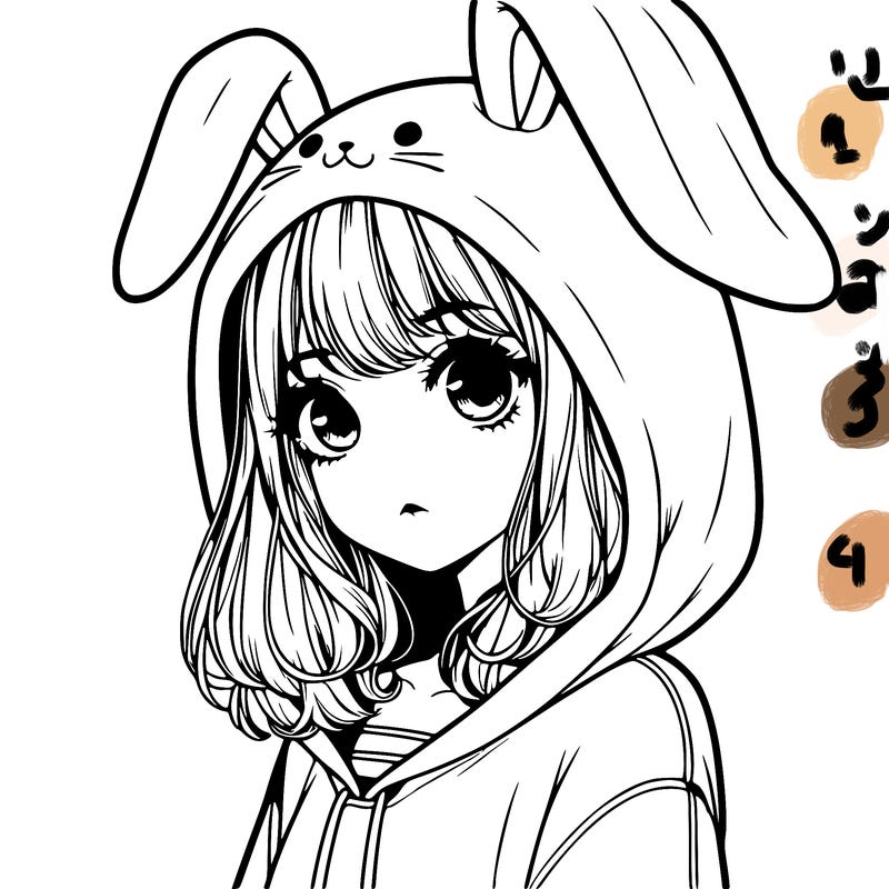 realistic girl wearing a bunny hoodie