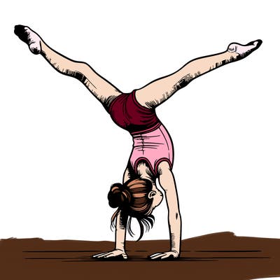 realistic gymnastic hand stand girl in four splits