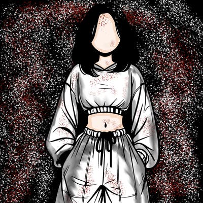 realistic girl faceless with baggy pants and a crop top