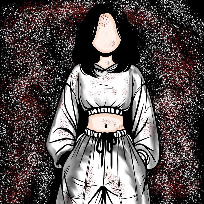 realistic girl faceless with baggy pants and a crop top