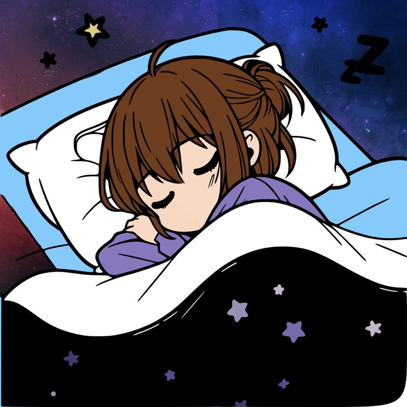 anime girl asleep in bed