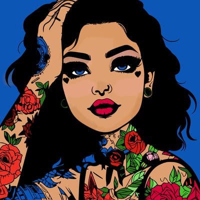 realistic girl with tattoos all over