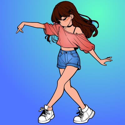 realistic girl danceing