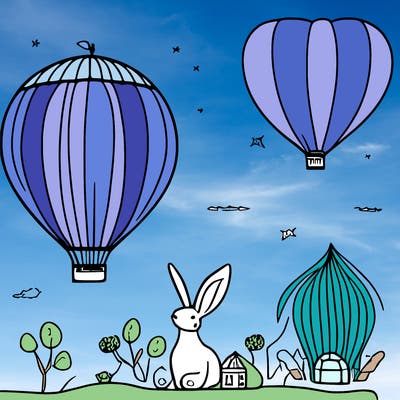 narwhal and bunny hot air balloon