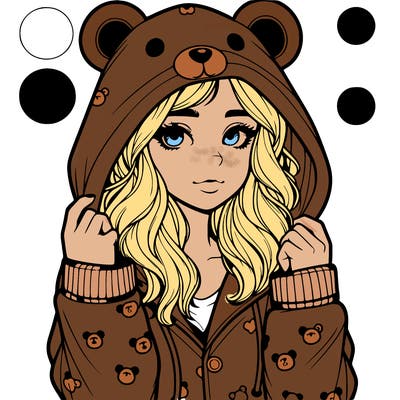 realistic girl in a animal pjs hoodie