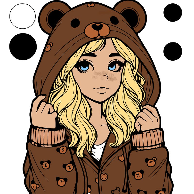 realistic girl in a animal pjs hoodie