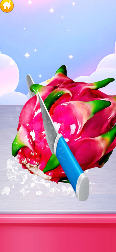 Satisfying AI ASMR - Cortando uma fruta de dragão de vidro brilhante gerada por IA num jogo ASMR satisfatório.