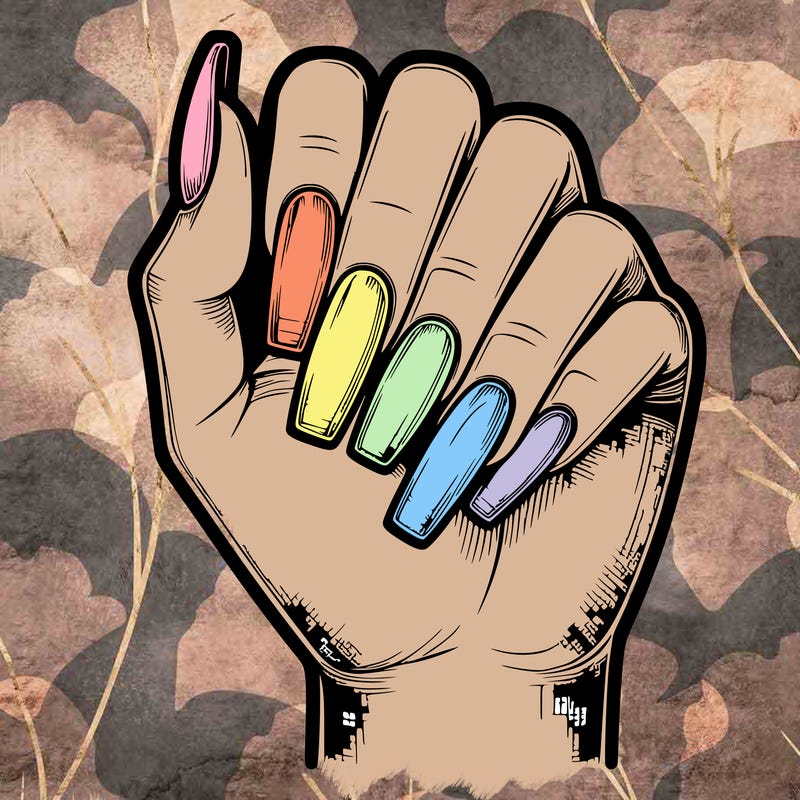 realistic hand with square nails