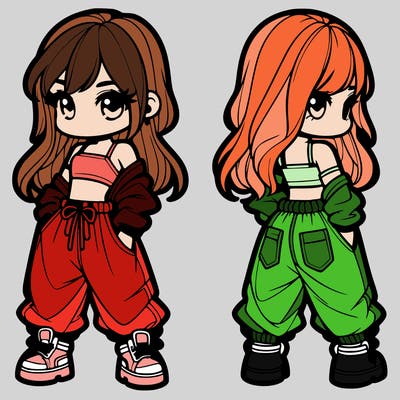 girl in crop top and baggy pants