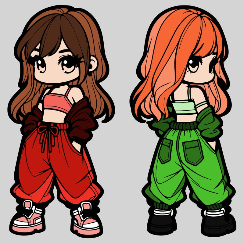 girl in crop top and baggy pants