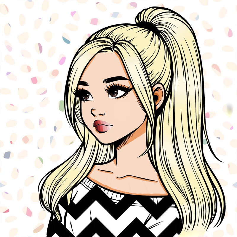 realistic girl with a high ponytail