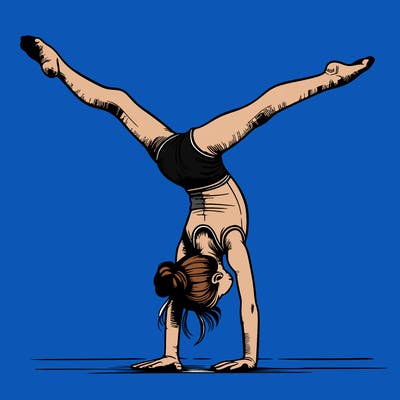 realistic gymnastic hand stand girl in four splits