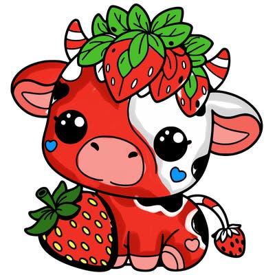 cute strawberry cow