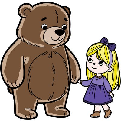 a big bear and a little girl