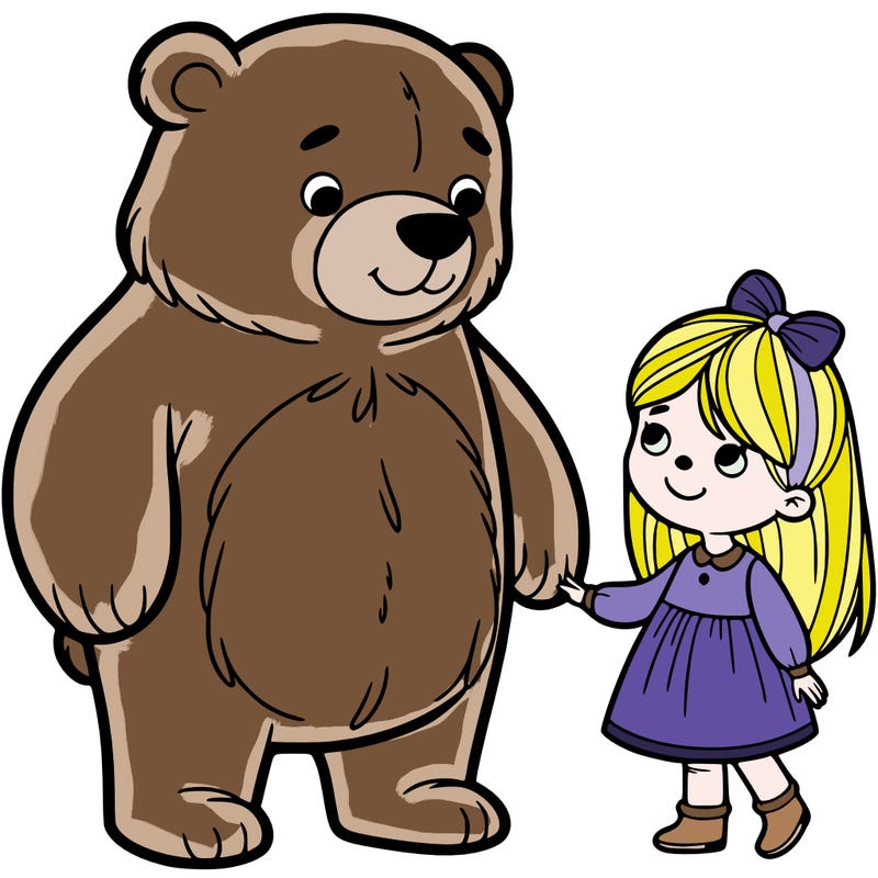 a big bear and a little girl