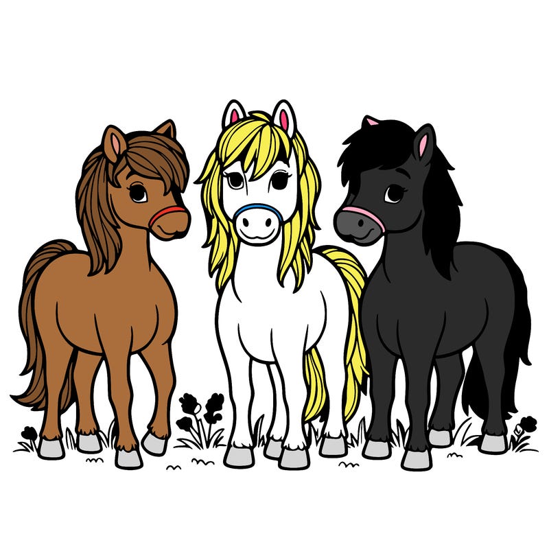 3 horses standing next to each other