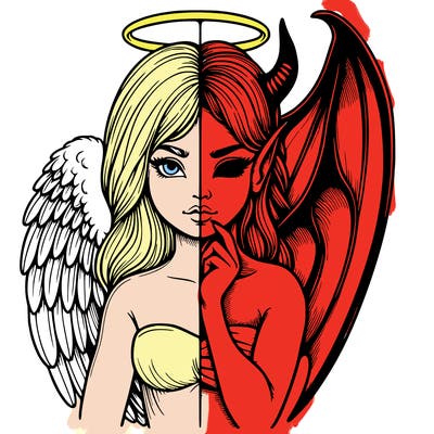 realistic angel half demon