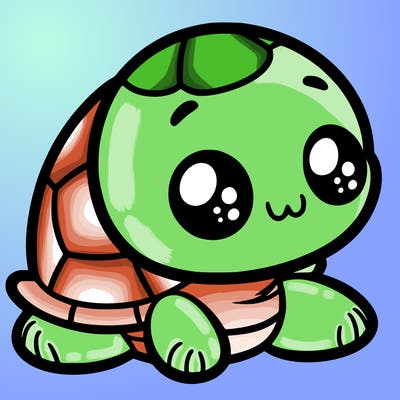 cute little animated turtle