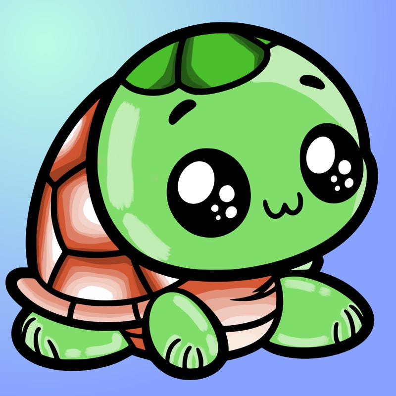 cute little animated turtle