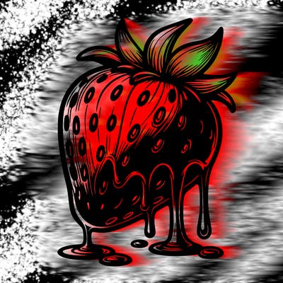 realistic strawberry in drippy chocolate