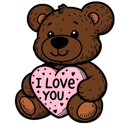 teddy bear holding an i love you heart