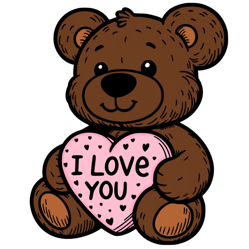 teddy bear holding an i love you heart