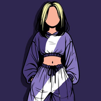 realistic girl faceless with baggy pants and a crop top