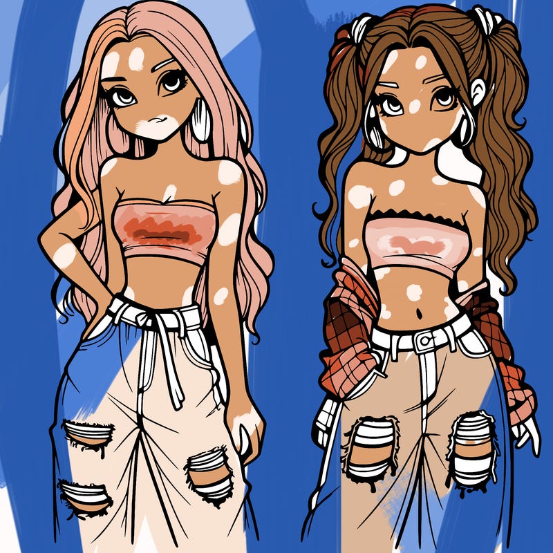 2 girls in crop tops and baggy jeans ripped