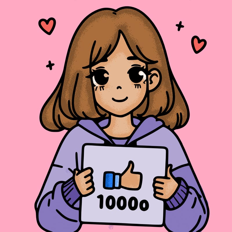 a girl with a sign saying 1000 likes