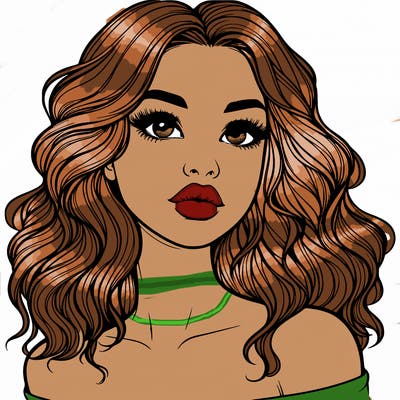 realistic girl with wavy hair and lips