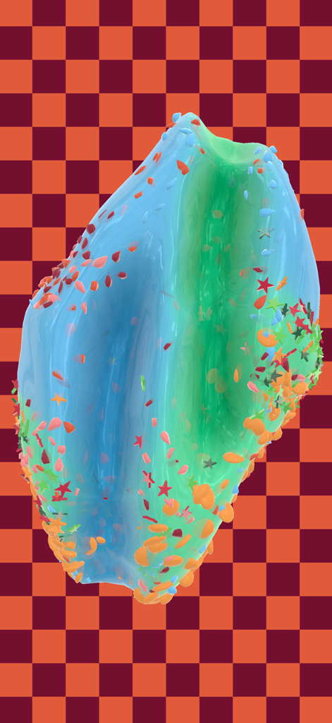 Slime Studio - A realistic blue and green slime blob with star decorations.