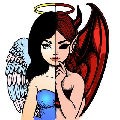 realistic angel half demon