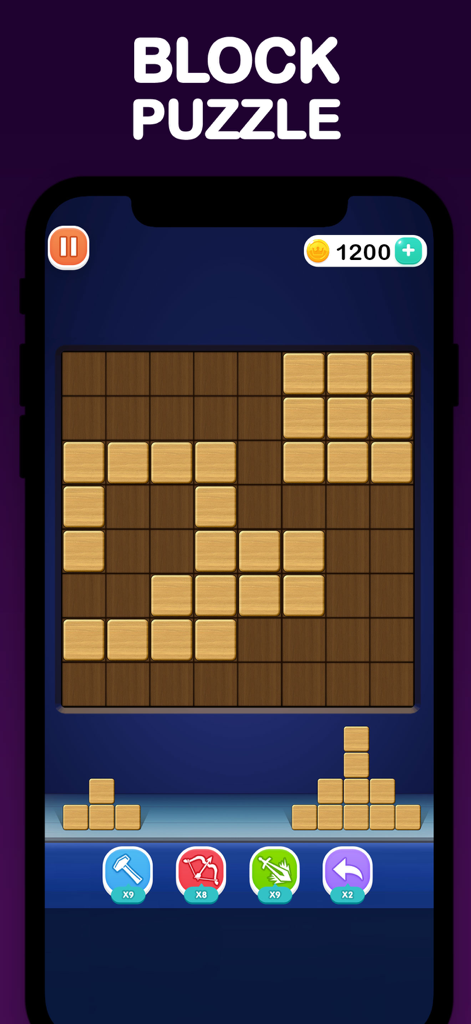 Fun Offline: No Internet Games - Schermata di gioco del puzzle di blocchi di legno dall'app mobile Fun Offline