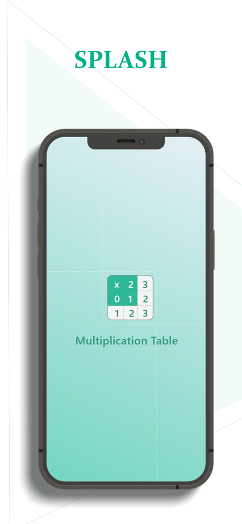 Muliplication table - Splash screen of the Multiplication Table mobile app showing a green and white grid icon with numbers on a light blue background.