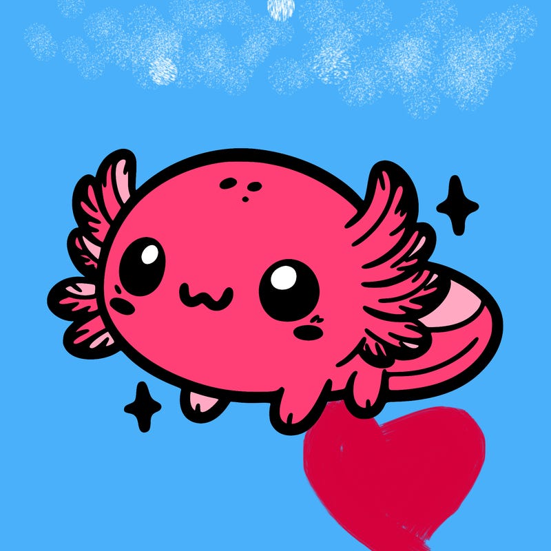 cute easy baby axolotl