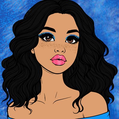 realistic girl with wavy hair and lips