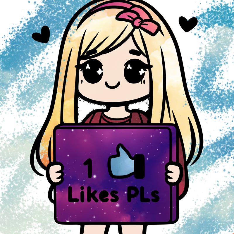 girl holding a sign saying 10 likes pls