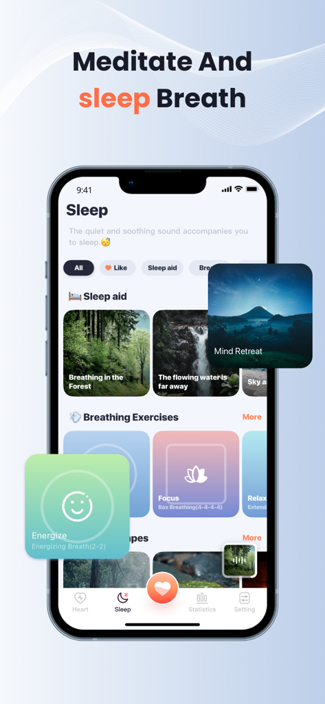 Heartbeat Pulse Detection-Life - Sleep and breathing exercises interface in the Heartbeat Pulse Detection Life app