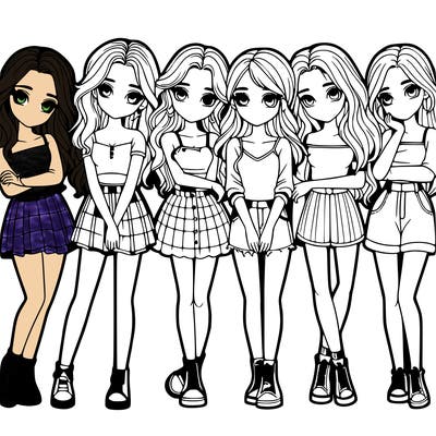 a group of girls realistic