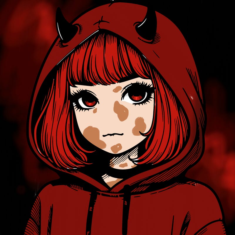 realistic girl with devil hoodie