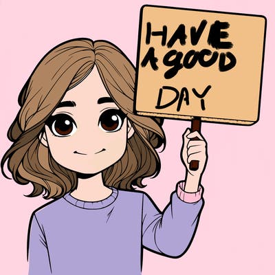 realistic girl holding up a sign