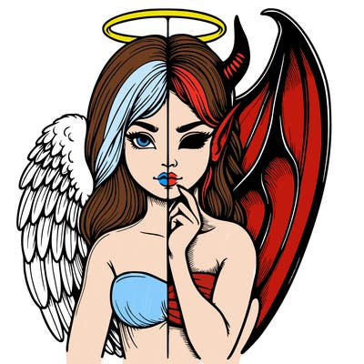 realistic angel half demon