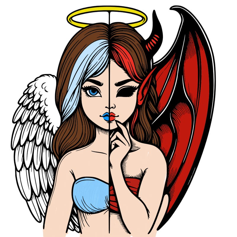 realistic angel half demon