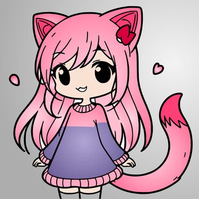 girl with cat ears and tail