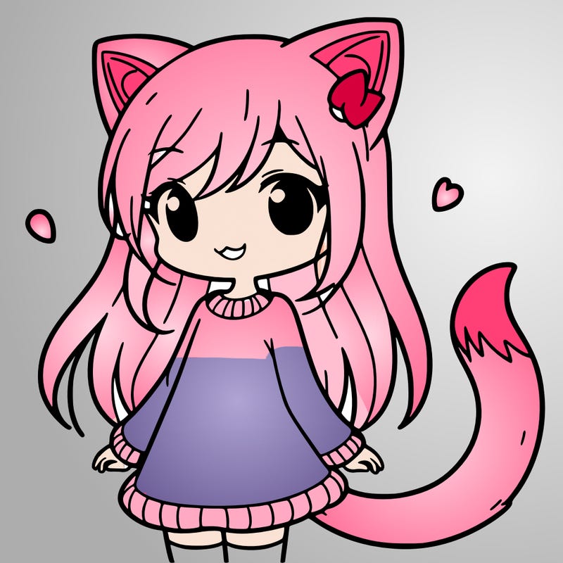 girl with cat ears and tail