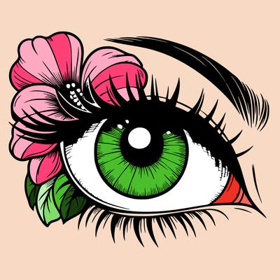 realistic eye with flower