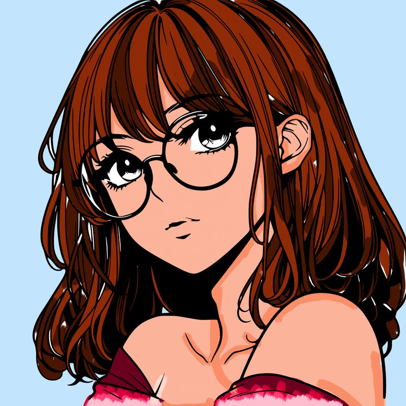 manga woman character with glasses and nice lips