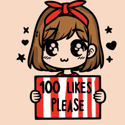 girl holding sign saying 100 likes please