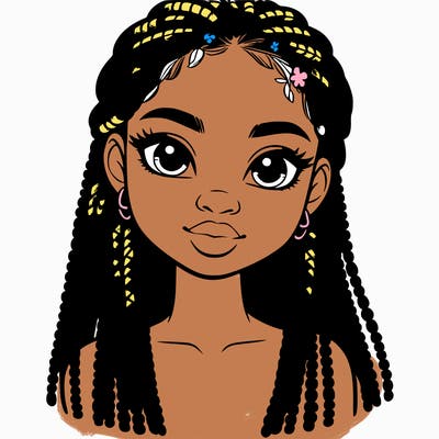 a realistic black girl with braids