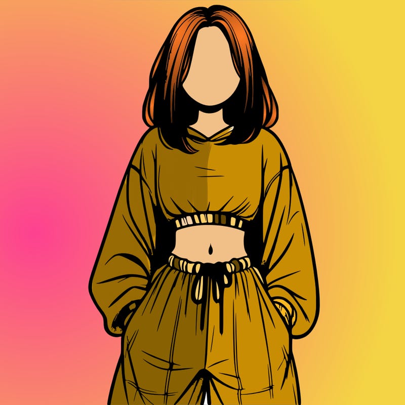 realistic girl faceless with baggy pants and a crop top